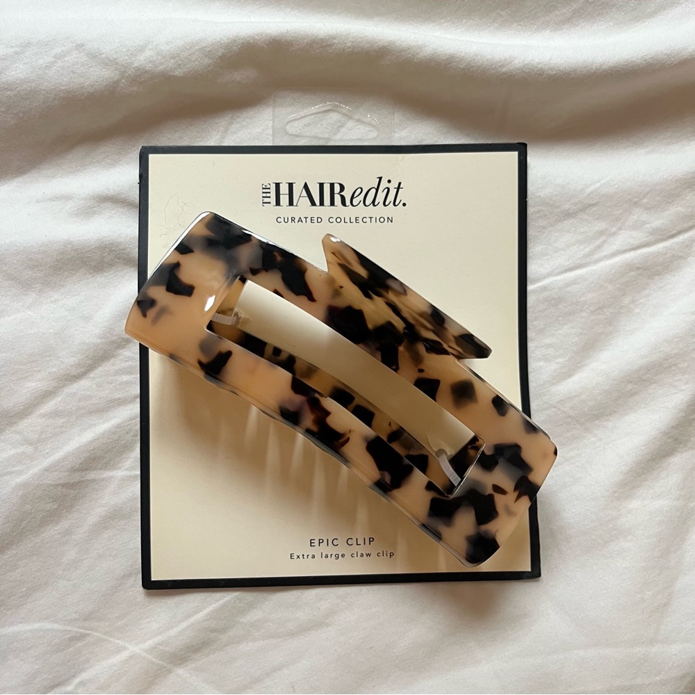 NWT Hair Edit Epic Clip Extra Large Claw Clip in Brown & Black Tortoise Pattern
